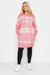 Büyük Beden Batik Desenli Uzun Kesim Cepli Kapüşonlu Sweatshirt 302208